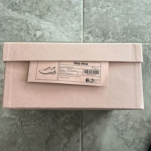 Miu Miu Crystal-Embellished Low Top Sneakers, New, Size 39.5 - Picture 13 of 15